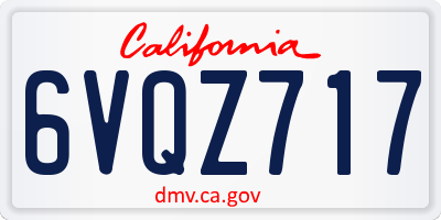 CA license plate 6VQZ717