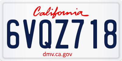 CA license plate 6VQZ718