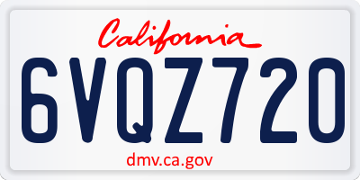 CA license plate 6VQZ720