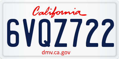 CA license plate 6VQZ722