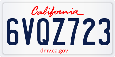 CA license plate 6VQZ723