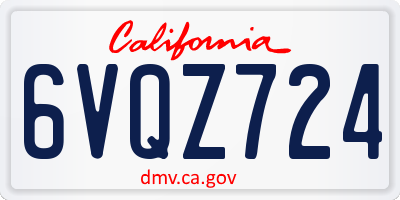 CA license plate 6VQZ724
