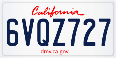 CA license plate 6VQZ727