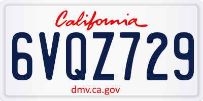 CA license plate 6VQZ729