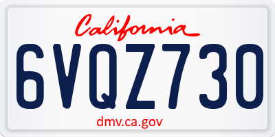 CA license plate 6VQZ730