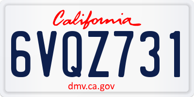 CA license plate 6VQZ731