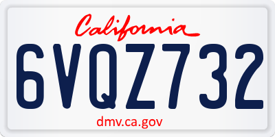 CA license plate 6VQZ732