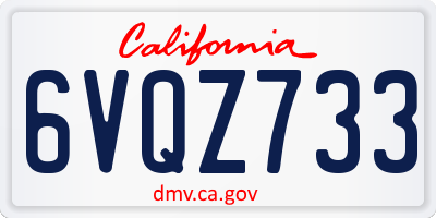 CA license plate 6VQZ733