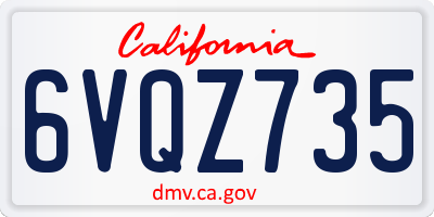 CA license plate 6VQZ735
