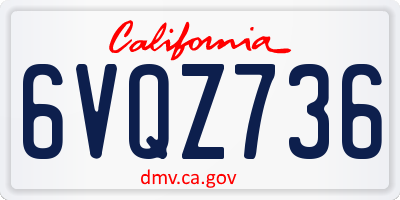CA license plate 6VQZ736