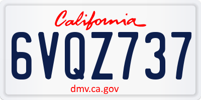CA license plate 6VQZ737