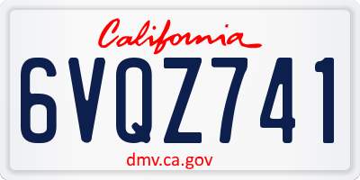 CA license plate 6VQZ741