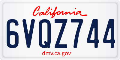 CA license plate 6VQZ744
