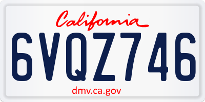 CA license plate 6VQZ746