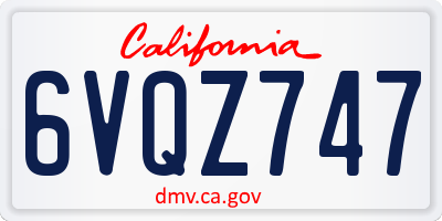 CA license plate 6VQZ747