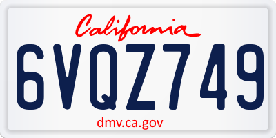 CA license plate 6VQZ749