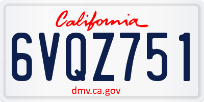 CA license plate 6VQZ751
