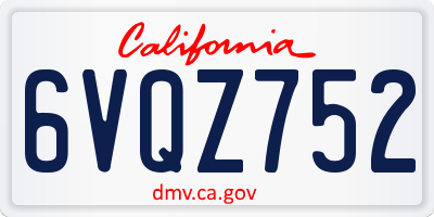 CA license plate 6VQZ752