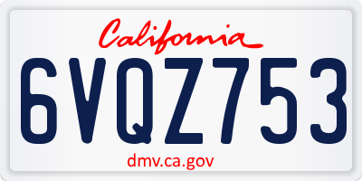 CA license plate 6VQZ753