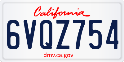 CA license plate 6VQZ754