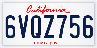 CA license plate 6VQZ756