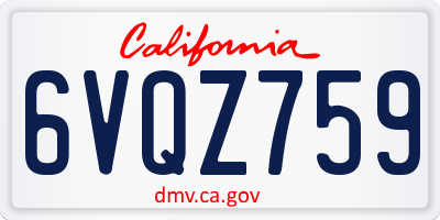 CA license plate 6VQZ759