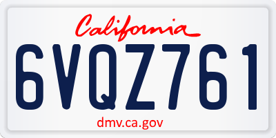 CA license plate 6VQZ761