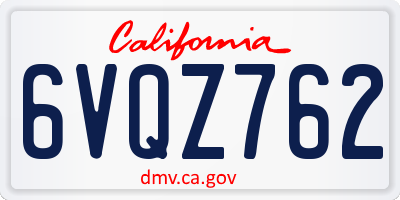 CA license plate 6VQZ762