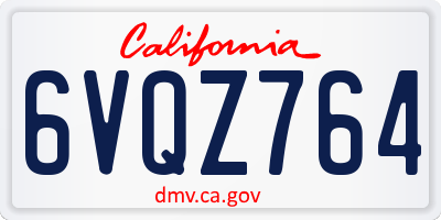 CA license plate 6VQZ764