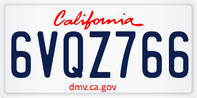 CA license plate 6VQZ766