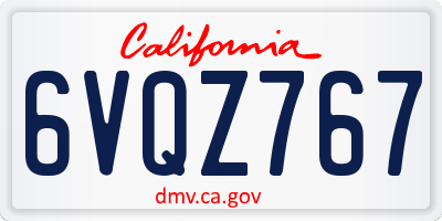 CA license plate 6VQZ767