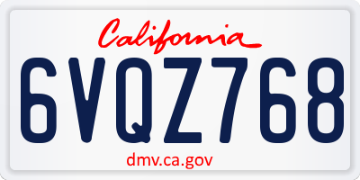 CA license plate 6VQZ768