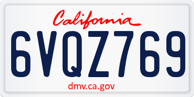 CA license plate 6VQZ769