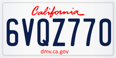 CA license plate 6VQZ770