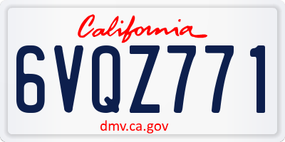 CA license plate 6VQZ771