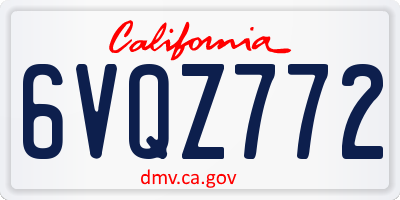 CA license plate 6VQZ772