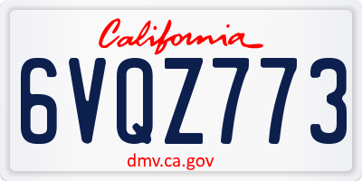 CA license plate 6VQZ773