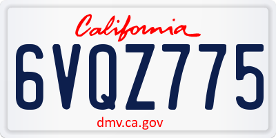 CA license plate 6VQZ775