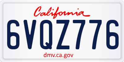 CA license plate 6VQZ776