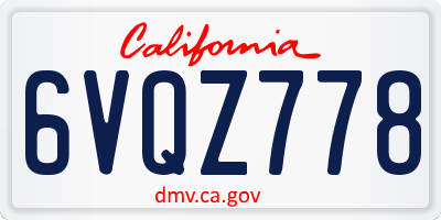 CA license plate 6VQZ778