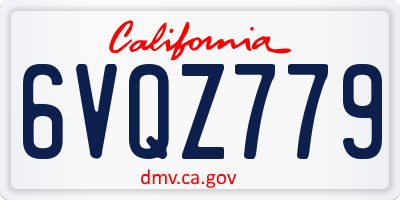 CA license plate 6VQZ779