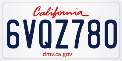 CA license plate 6VQZ780
