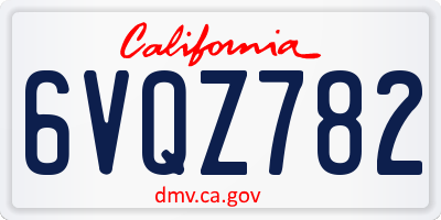 CA license plate 6VQZ782