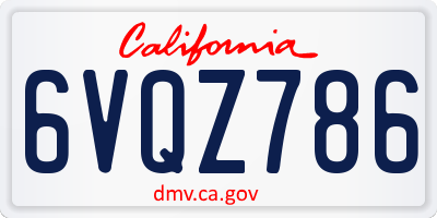 CA license plate 6VQZ786