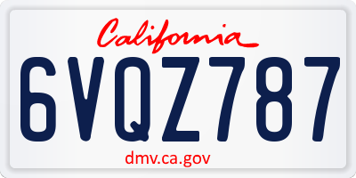 CA license plate 6VQZ787