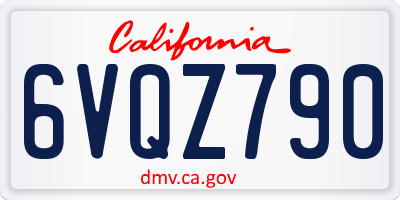 CA license plate 6VQZ790