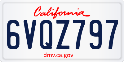 CA license plate 6VQZ797