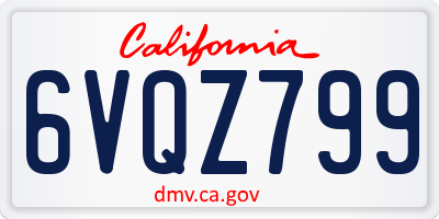 CA license plate 6VQZ799