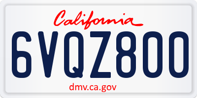 CA license plate 6VQZ800