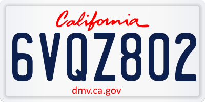 CA license plate 6VQZ802
